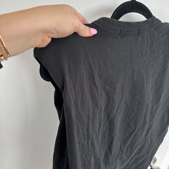 The Frankie Shop EVA Black Muscle Tee Cotton Sz Small Padded Shoulders Crew Neck - Picture 9 of 9